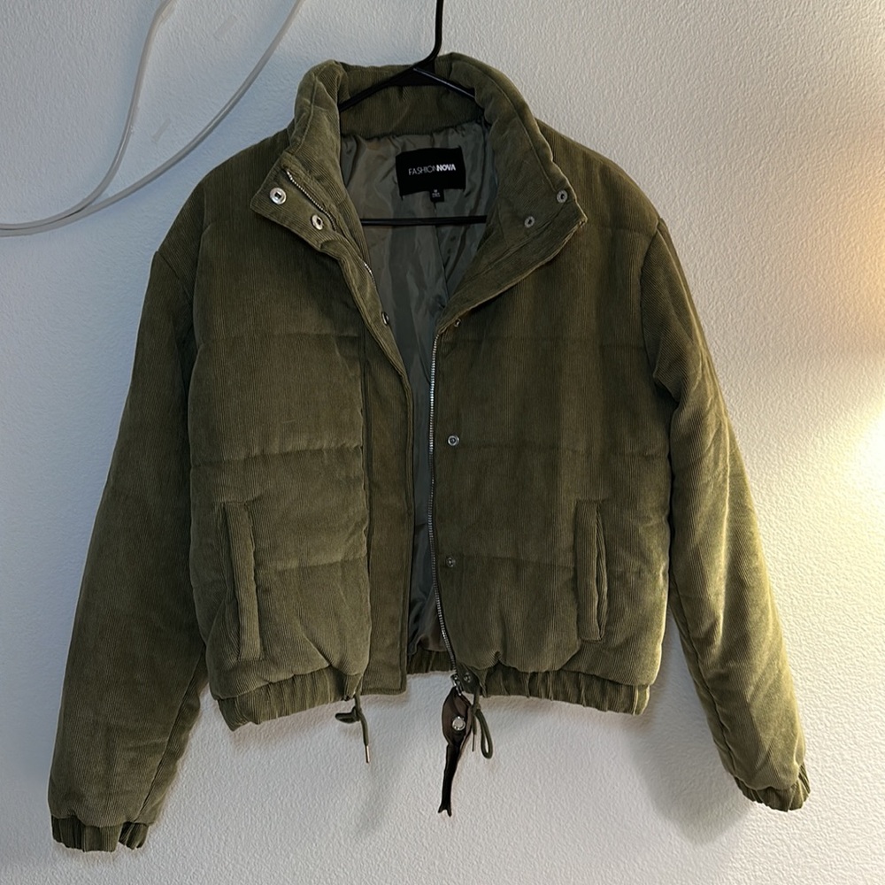 Corduroy Puffer - Army green